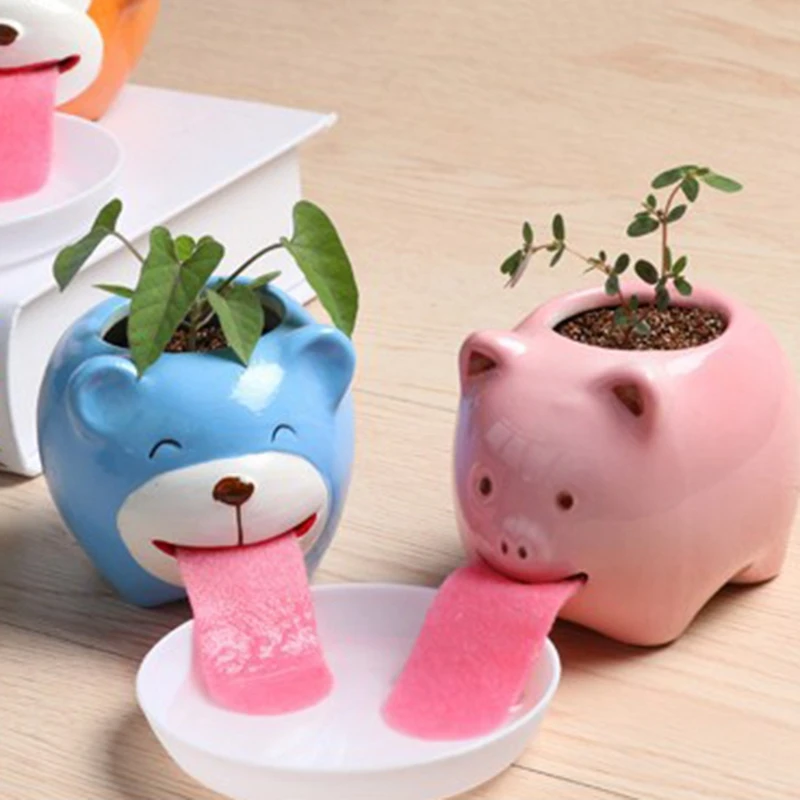 

Plants Flower Pots DIY Self-Watering FromAnimal Desktop Gr Potted