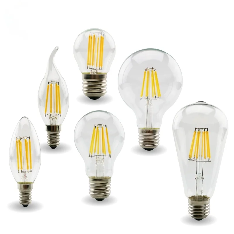 

E27 E14 Retro Edison LED Filament Bulb Lamp 220V-240V Light Bulb C35 G45 A60 ST64 G80 G95 G125 Glass Bulb Vintage Candle Light