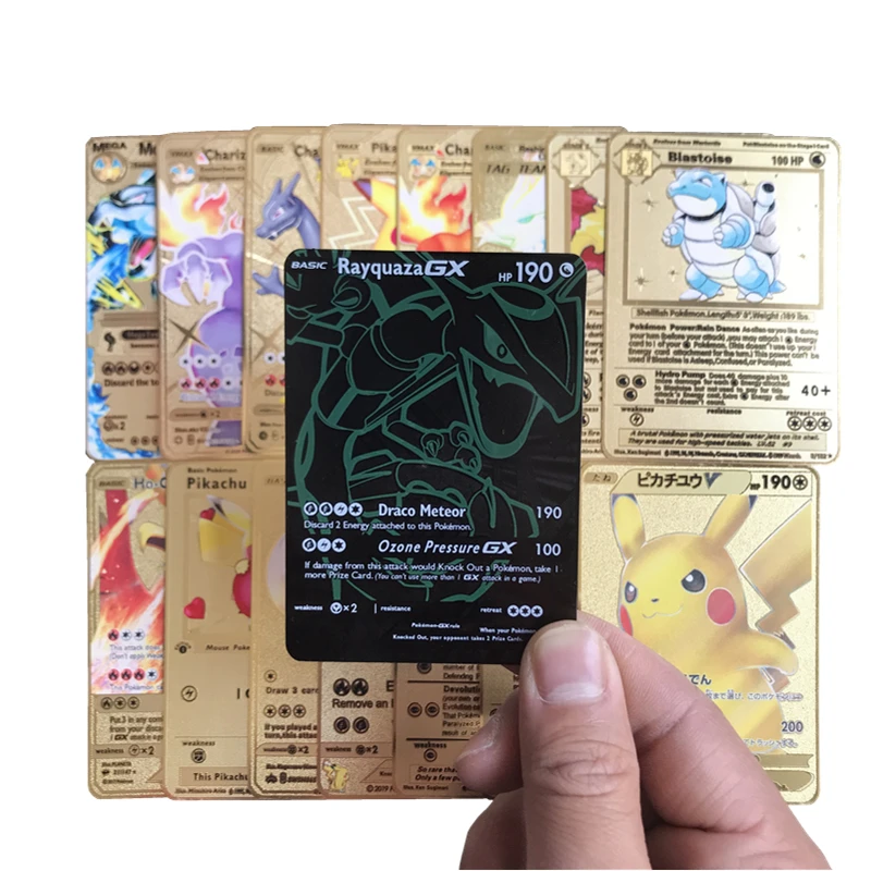 Conjunto de 16 unids/set de cartas de POKEMON, conjunto completo limitado de tarjetas doradas, tarjetas de Metal raras MEGA GX, juego coleccionable en ingl&eacute;s-3