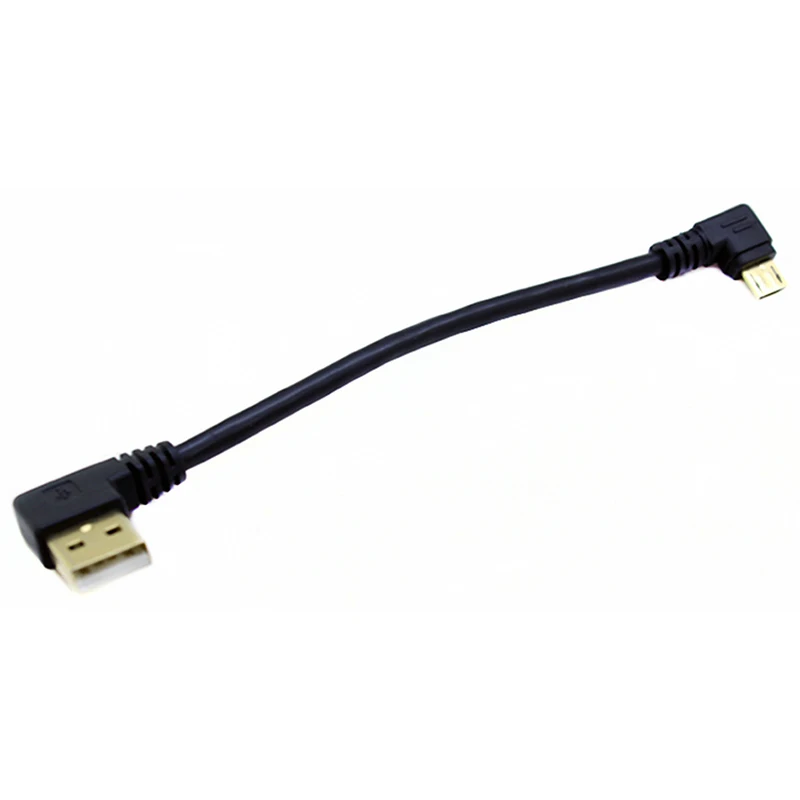 15 см позолоченный USB 2,0 зарядный кабель правый угол USB в левый угол мужской 90 градусов синхронизации данных Микро зарядный кабель карта