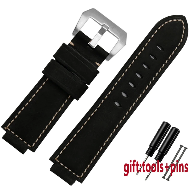 black-silver Качественный ремешок из натуральной кожи для мужчин Timex T49859 | T2N720 | T2p141 | T2n722 | 723 | 738 | 739 ремешок с ремешком из нержавеющей стали - Цвет ремешка: black-silver