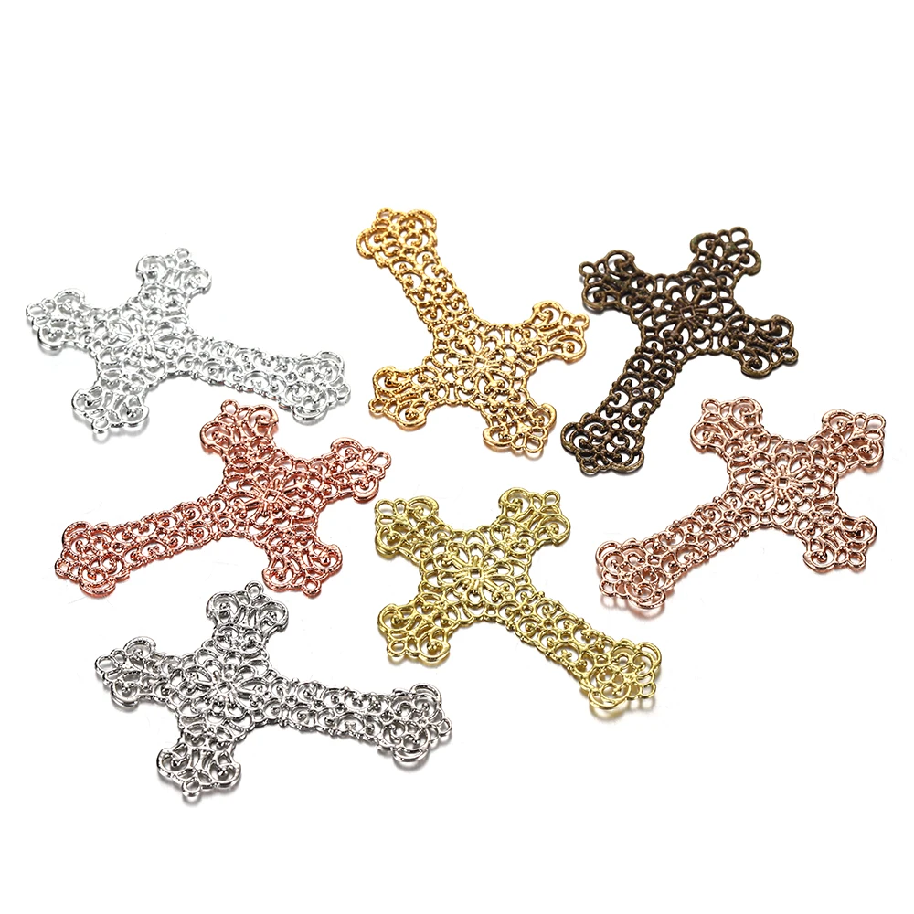 

20Pcs Brass Cross Shape Stamping Floating Flower Materials Handmade Hair Clips Findings For Jewelry Making Supplies Accessories