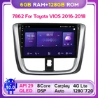 QLED Android 10,0 6 + 128 ГБ Автомобильный мультимедийный плеер для Toyota Vios Yaris 2016 2017 2018 GPS navi Радио Аудио Стерео головное устройство