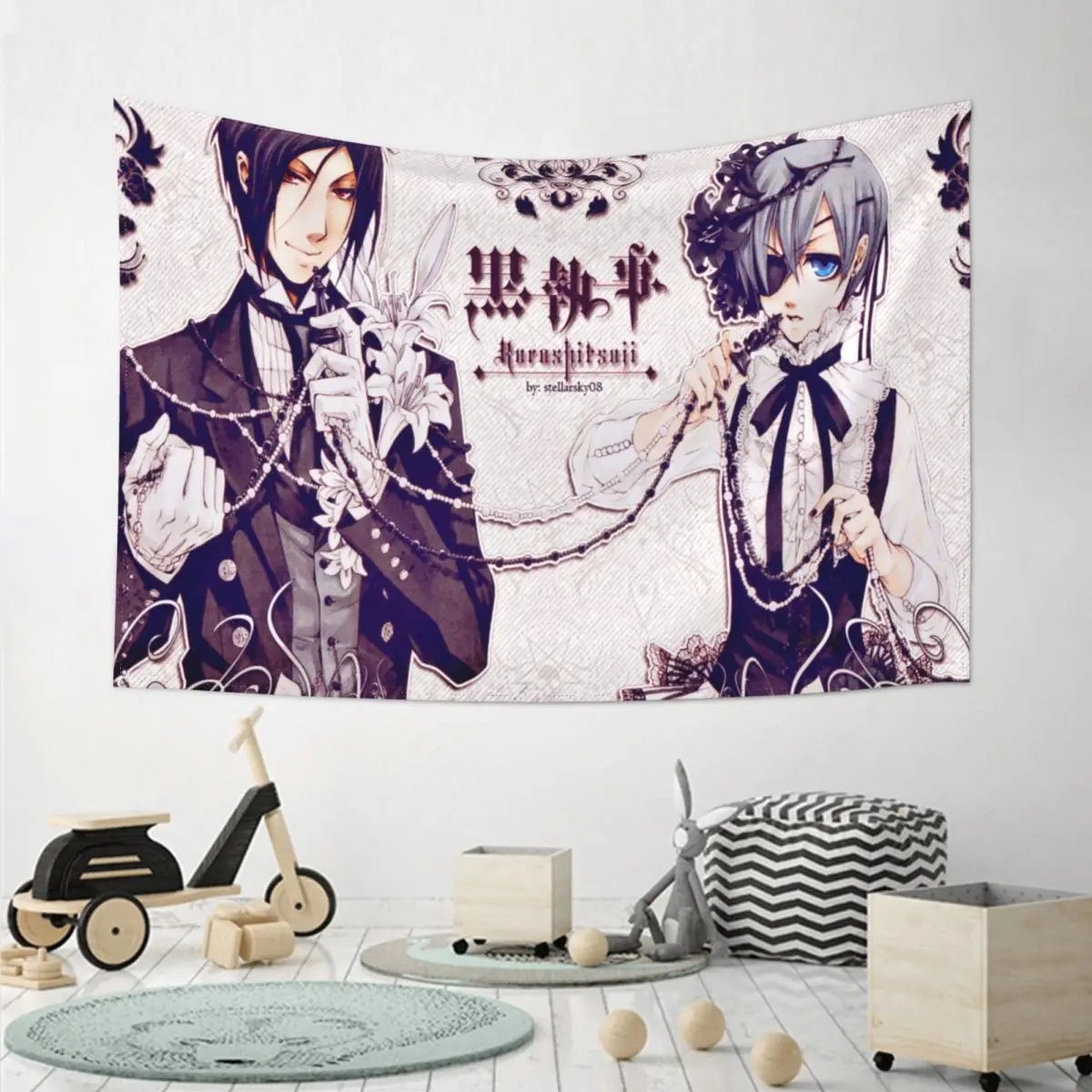 

2021 Black Butler Design living room decoration Bohemian Tapestry Black Butler home decoration art tapestry