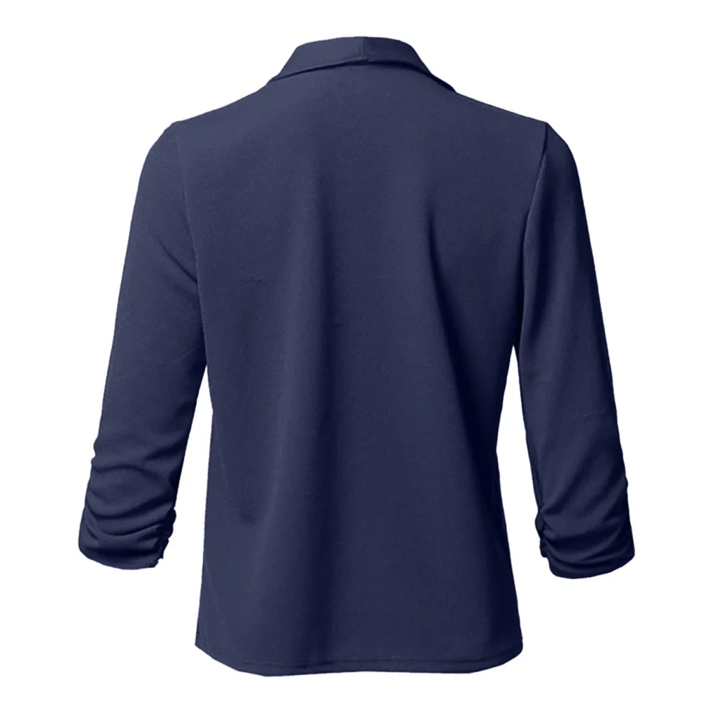 Autumn winter women's Casual long sleeve top Solid color Open Front Fold asymmetry Cardigan Jacket Coat L0808