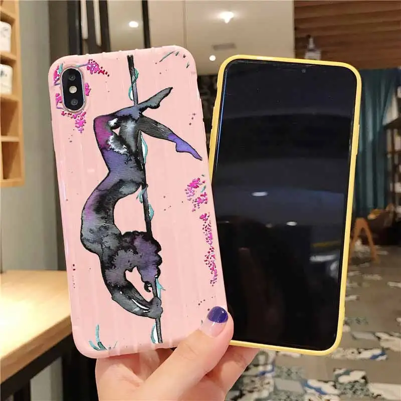 Pole dance Fitness Trolley Suitcase Texture Phone Case IPhone 11 Pro Max X XS MAX 8 7 6S Plus Cute Candy Color Casing | Мобильные