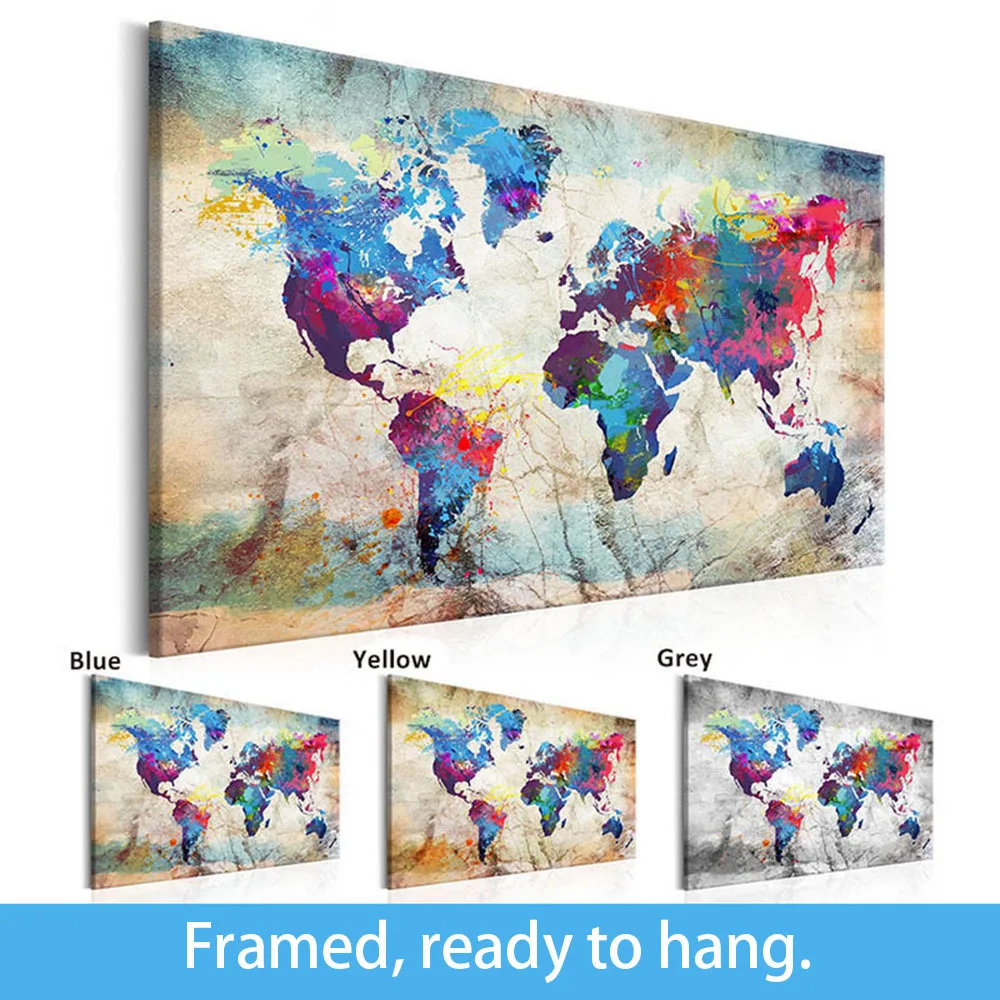 Картина в рамке современное настенное искусство холст плакат Карта мира