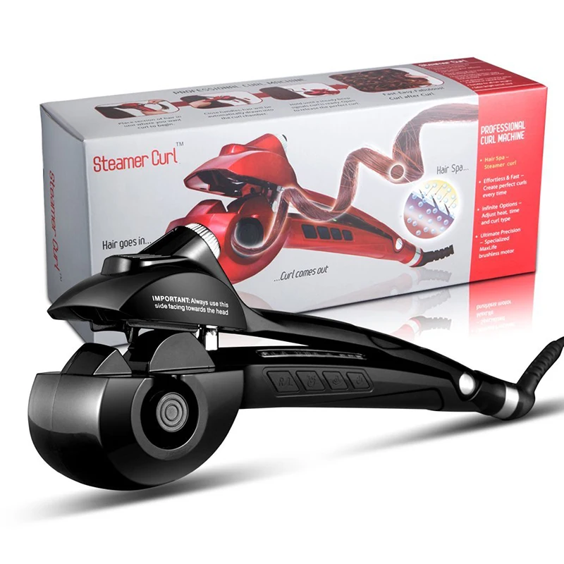 

Automatic Curling Iron Steam Hair Curler Ceramic Titanium Steamer Spray Spiral Rotating with LED Display