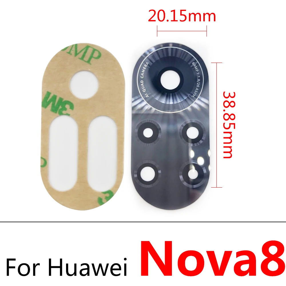 Стеклянный объектив задней камеры для Huawei Nova 3 3i 4 4e 5i 5 7 8 Pro 5T 5Z 6 4G Se запасные части