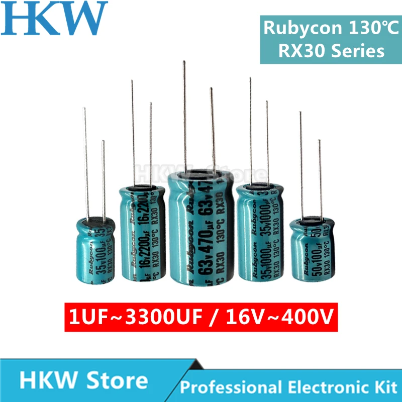 10 шт./лот Rubycon RX30 Series 130 ℃ DEC градусный электролитический конденсатор 16 в 25 35 50 63 100