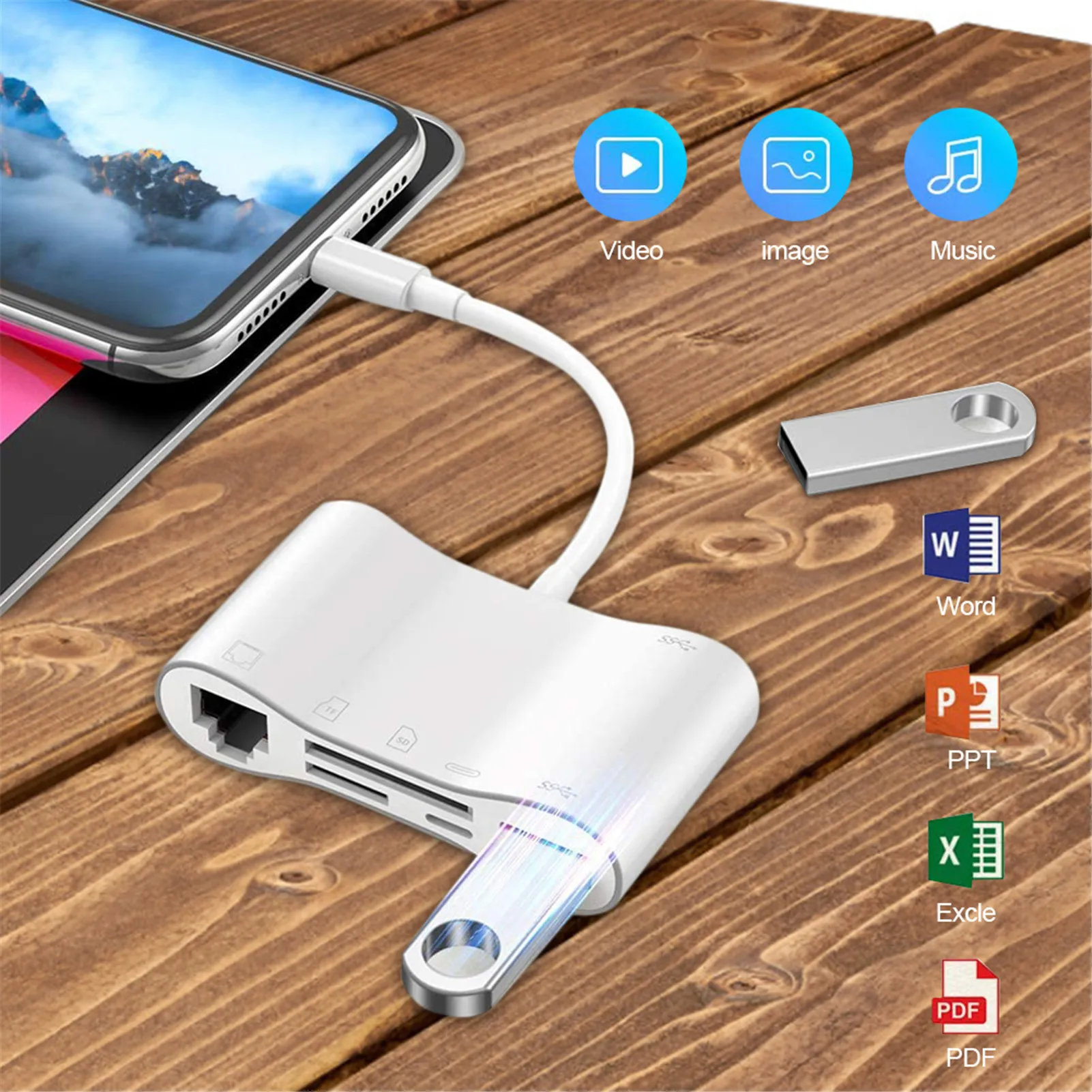 Reader Adapter For Lightning to RJ45 Ethernet LAN Wired Network with USB OTG SD TF Card Converter iPhone | Компьютеры и офис