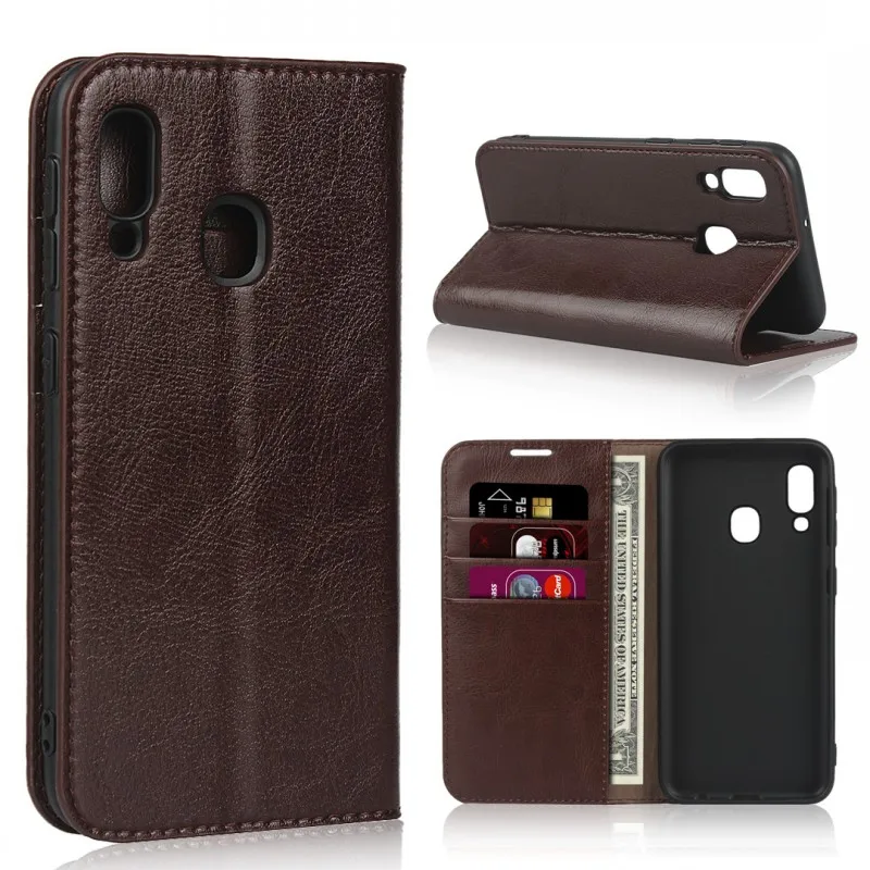 Luxury Real Genuine Leather Wallet Case For Samsung Galaxy A20e A10 A20 A30 A40 A50 A60 Flip Cover Card Slot Stand Case