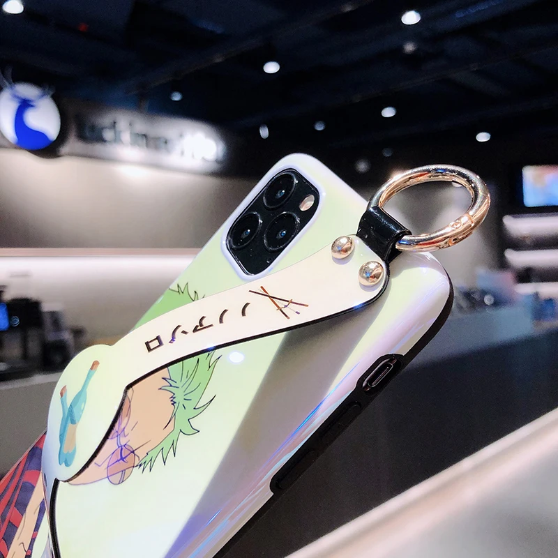 

Luxury Wrist Strap Anime Phone Case for IPhone 12 11 Pro XS MAX 6s7 8 Plus Se2 X XR Phone Cases Blue Light Soft Silicone Cover