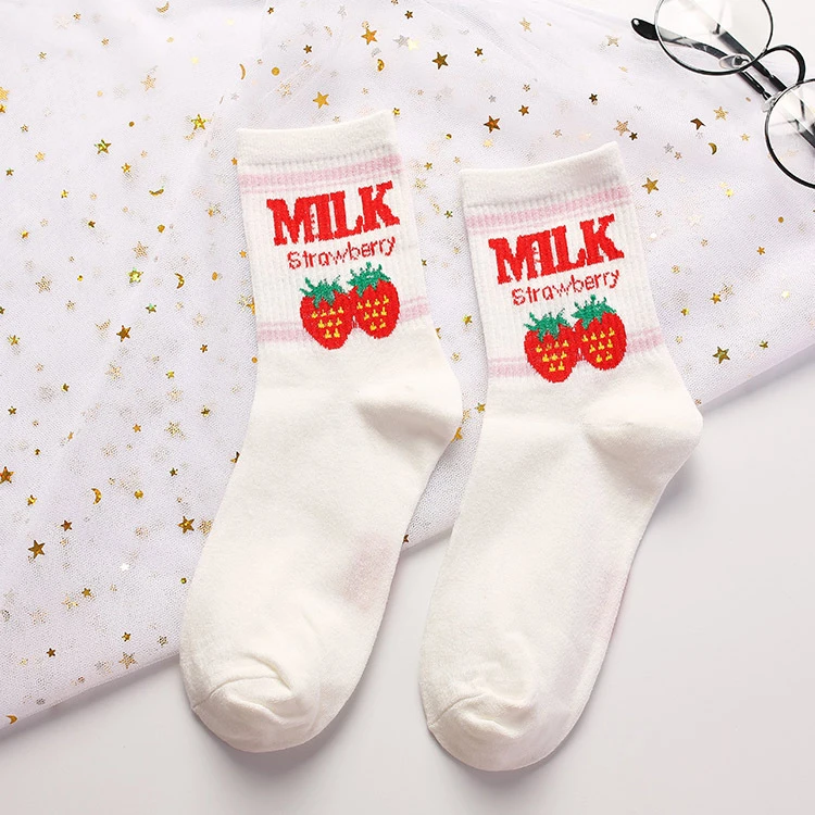 white milk CHAOZHU японский swag мультфильм Динозавр пекарь молоко посылка для женщин девочек забавные носки повседневные уличные хип-хоп Модные женские harajuku - Цвет: white milk