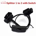 Разветвитель OBD 2, удлинитель от 1 до 2 с переключателем, Y-образный штекер, два порта-гнездо, ELM327, автоматический диагностический разъем, бесплатная доставка