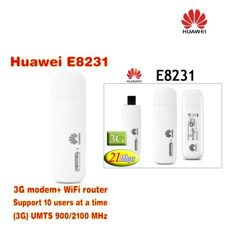 Unlocked Huawei E8231 3G USB WiFi Dongle Modem 21Mbps Car Wifi Support 10 Users