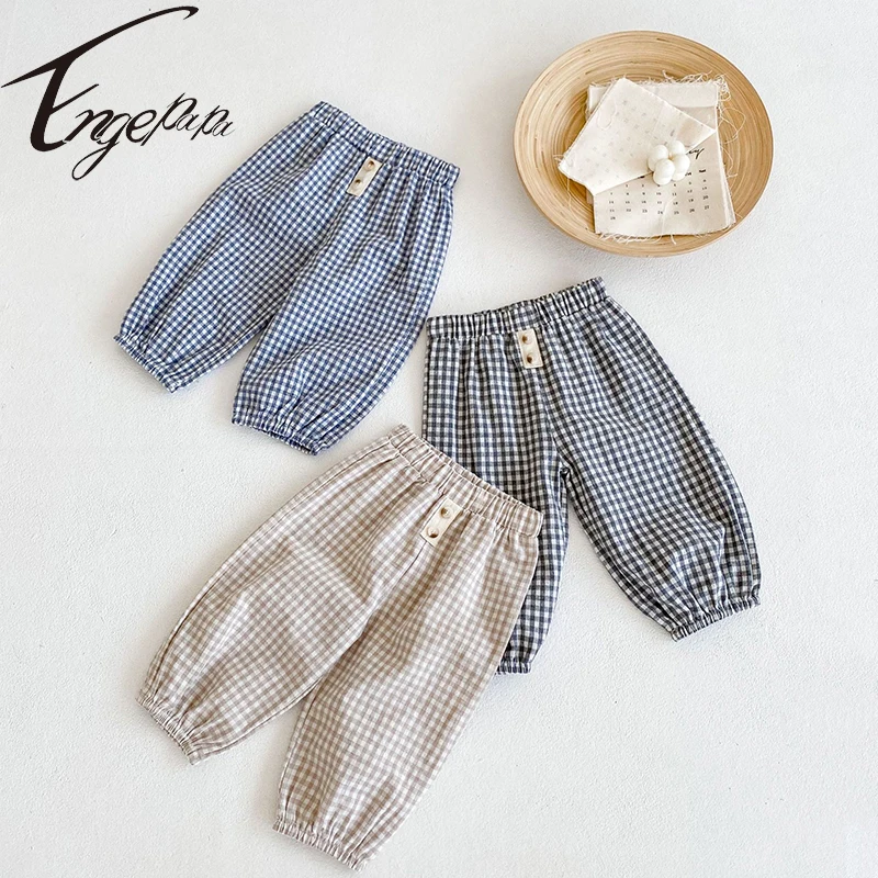 

Engepapa Spring&Autumn Baby Boy Girl Cute Pant Grid Elastic Waist Casual Leggings Infant Baby Pants Toddler Baby Clothes Outfit