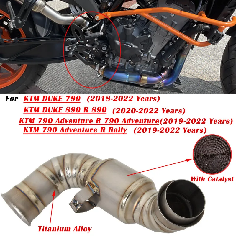 For KTM DUKE 790 890 ADVENTURE R Rally 2018 - 2022 Motorcycle Exhaust Modify Escape System Muffler Catalyst Delete Mid Link Pipe