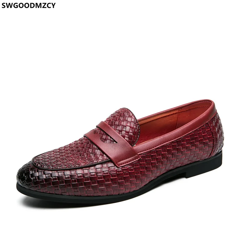 

Formal Penny Loafers Men Shoes Leather From Italy Classic Party Shoes for Men 2023 Weave Dress Shoes Men Chaussures De Hommes