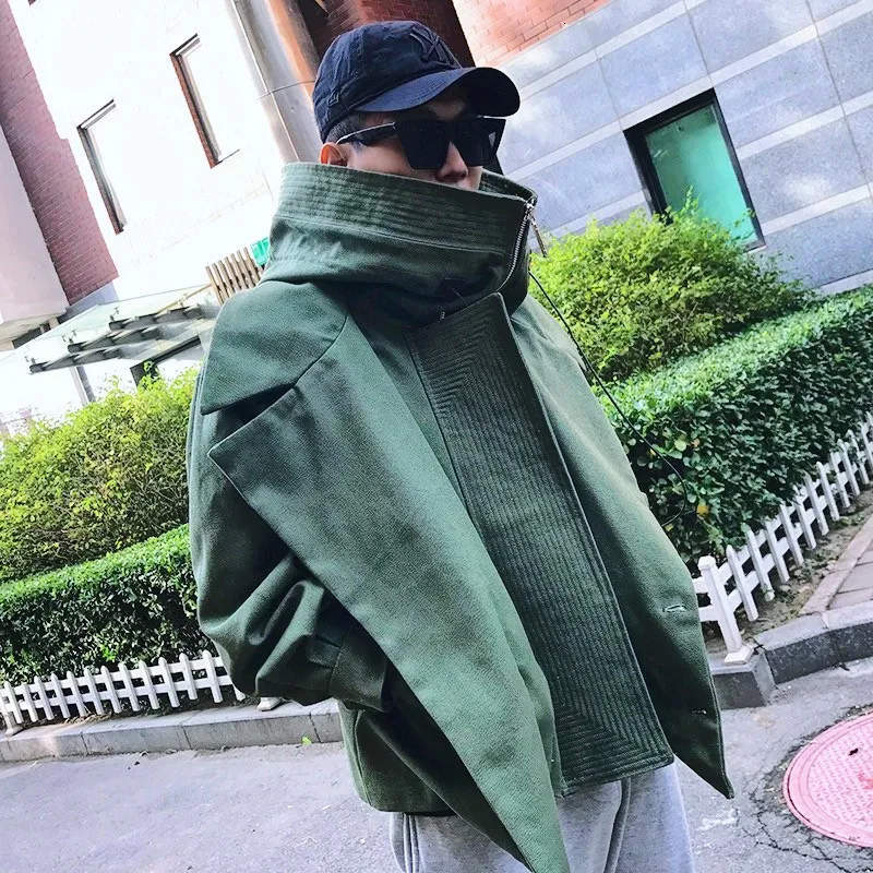 LANMREM 2020 Новое зеленое пальто с воротником под горло на завязках молнии длинными