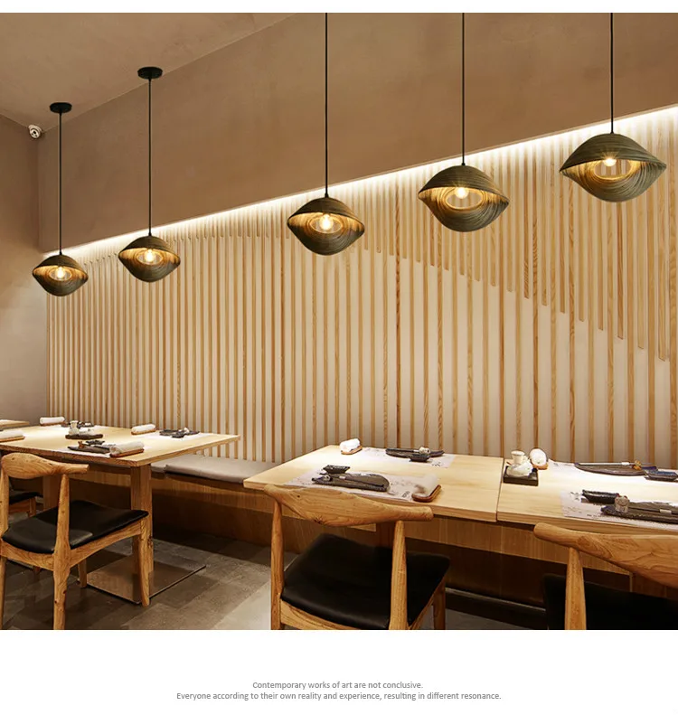 Бамбук ткачество Подвеска из морской раковины лампы столовой чехлы для гостиной