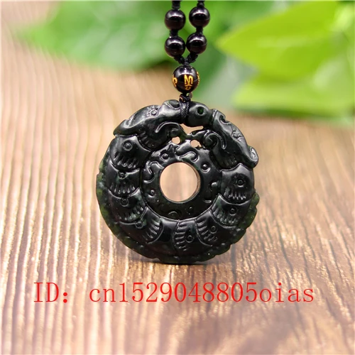 Натуральный черный зеленый Нефритовый дракон ожерелье из бисера обсидиан