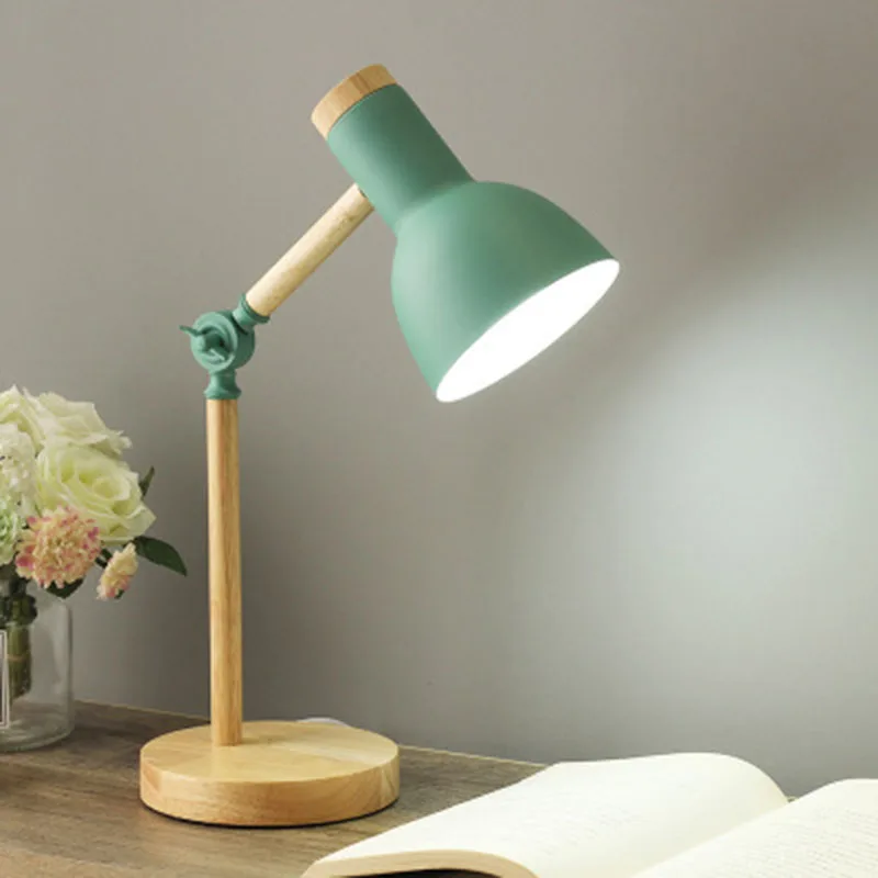 

NEW Wooden Iron LED Folding Simple Desk Lamp Tricolor Dimmable Eye Protection Reading Table Lamp Living Room Bedroom Home Decor