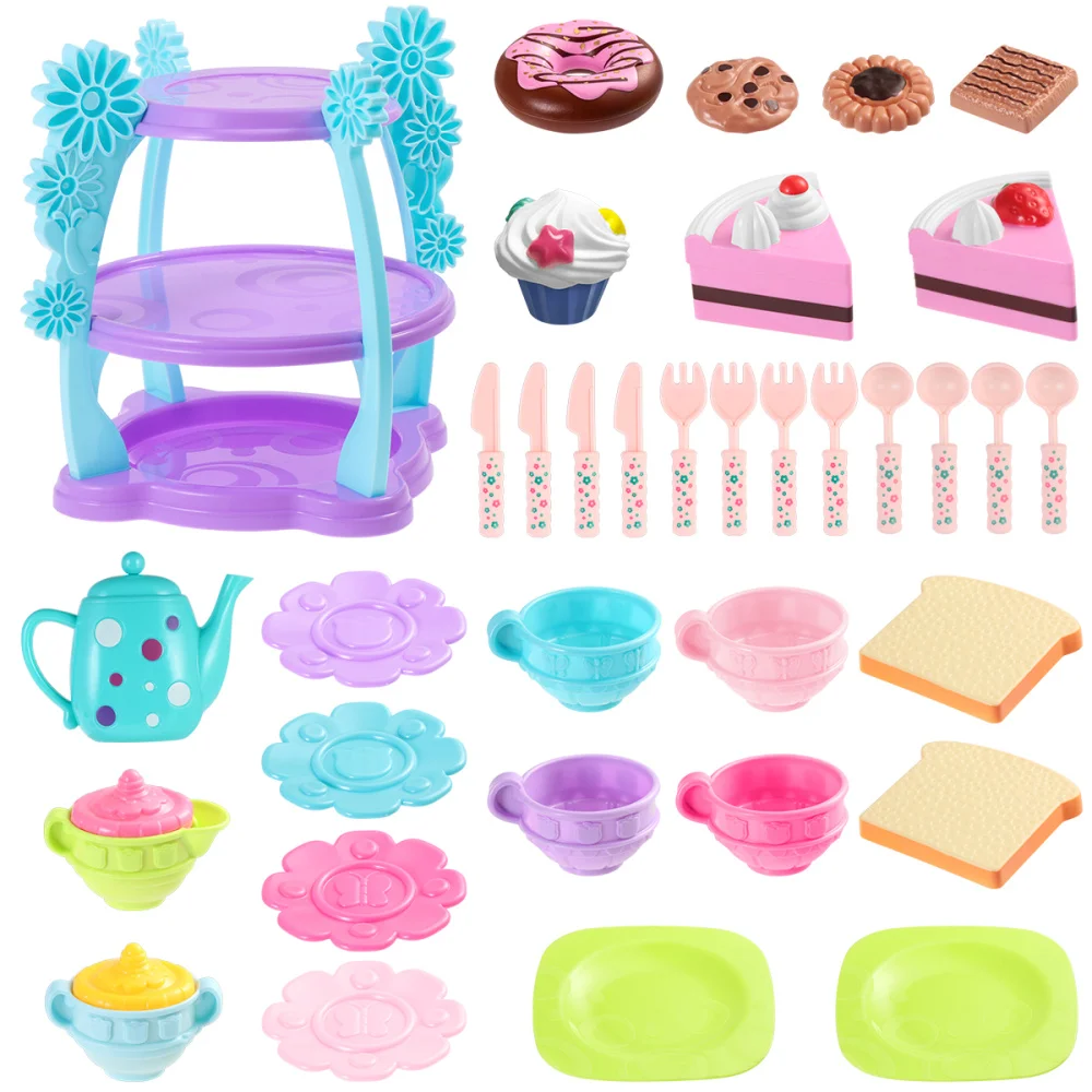 

iBaseToy 35PCS Food Safe Tea Making Playset Afternoon Tea Time DIY Educational Toys for Kids Toddlers Girls