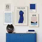 Простой современный скандинавский синий рисунок матизса, художественный плакат, украшение для гостиной, Картина на холсте, подвесная картина, печать