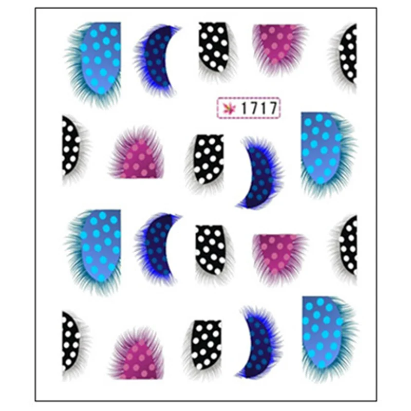 1717 1 шт Красочный дизайн наклейки Вода Передача Nail Art Советы перо надписи Nail Art Украшение обертывания ногти инструменты 12 видов стилей - Цвет: 1717