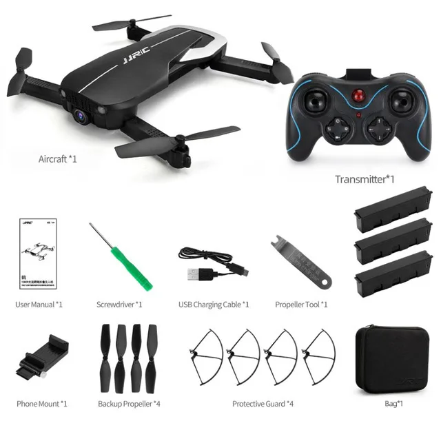 Black 3 batteries JJRC H71 Радиоуправляемый Дрон FPV 1080P Wi-Fi для взрослых, видео Квадрокоптер, Дроны с камерой для начинающих, Складные Игрушки для управления с приложением RTF - Цвет: Black 3 batteries