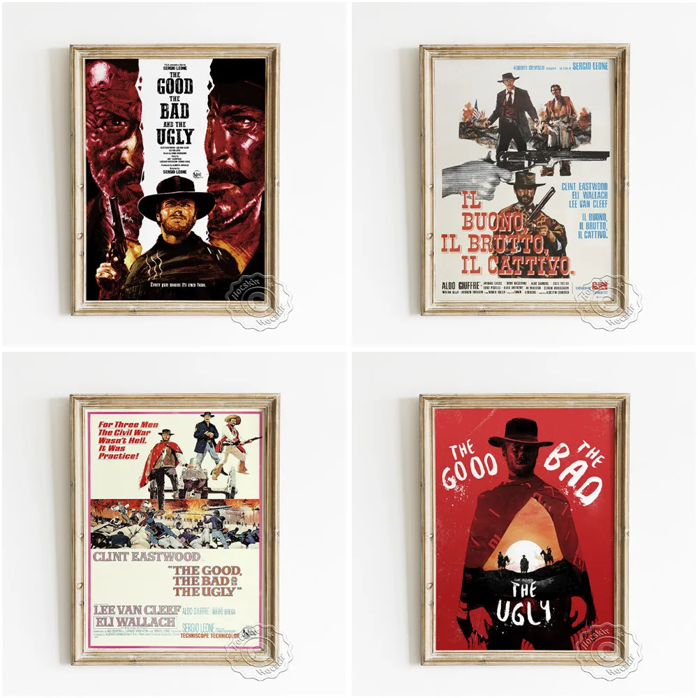 

Classic Western Flim The Good The Bad And The Ugly Poster, West Cowboy Fans Collection Gift, Vintage Wall Picture Home Decor
