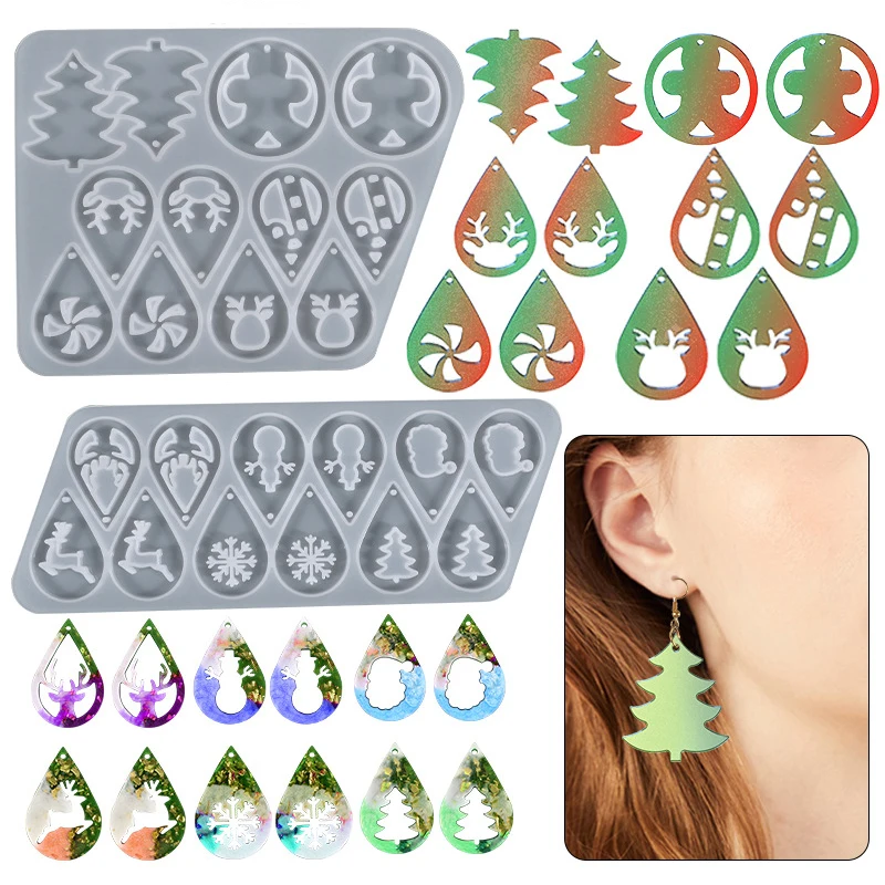 

Christmas Jewelry Mould DIY Crystal Epoxy Mould Christmas Series Earring Pendant Silicone Molds Jewelry Mold Gift
