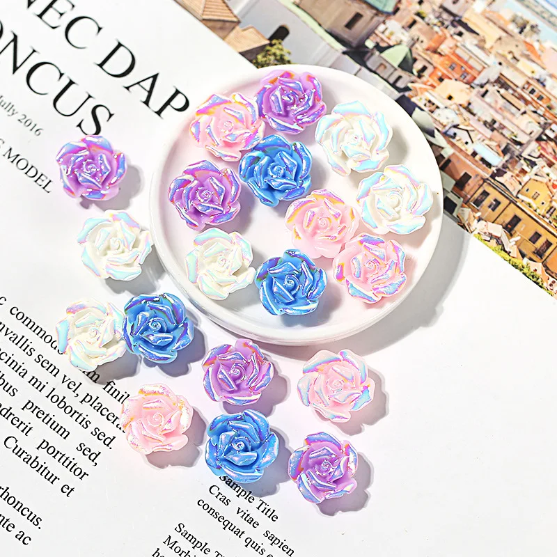 

10 шт Красочные розы цветок из смолы, кабошон плоские с оборота для украшений своими руками на заколка для волос аксессуары украшения для скр...