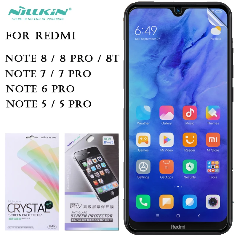 Глянцевая Защитная пленка для экрана Nillkin для xiaomi redmi note 7 8T 8 6 Pro, матовая защитная пленка с защитой от отпечатков пальцев для redmi note 7 5