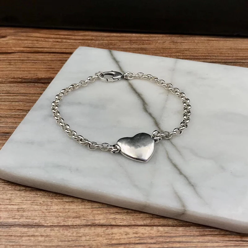 

Women's Fashion Flower and Bird Carved Heart Pendant Bracelet Original Brand High Quality Jewelry Logo Gift