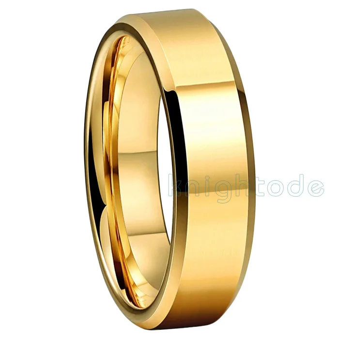 6mm Polishing Обручальное кольцо из карбида вольфрама, 8 мм, 6 мм, золотого цвета, подарок для мужчин и женщин, Высококачественная Полировочная отделка и матовый Матовый Скошенный комфорт - Цвет основного камня: 6mm Polishing