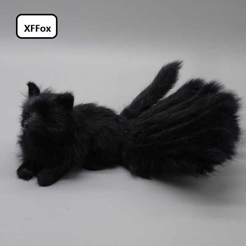 Реалистичная модель лисицы креативная из пластика и меха черная имитация с 9