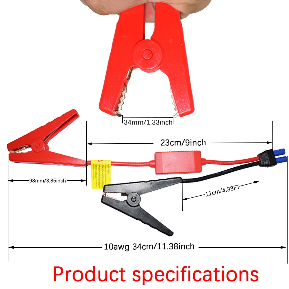 Профессиональные аккумуляторные зажимы для автомобильного запуска кабелей для аварийных ситуаций, клемма хранения усилителя двигателя автомобиля, 10awg / 11,3 дюйма на.