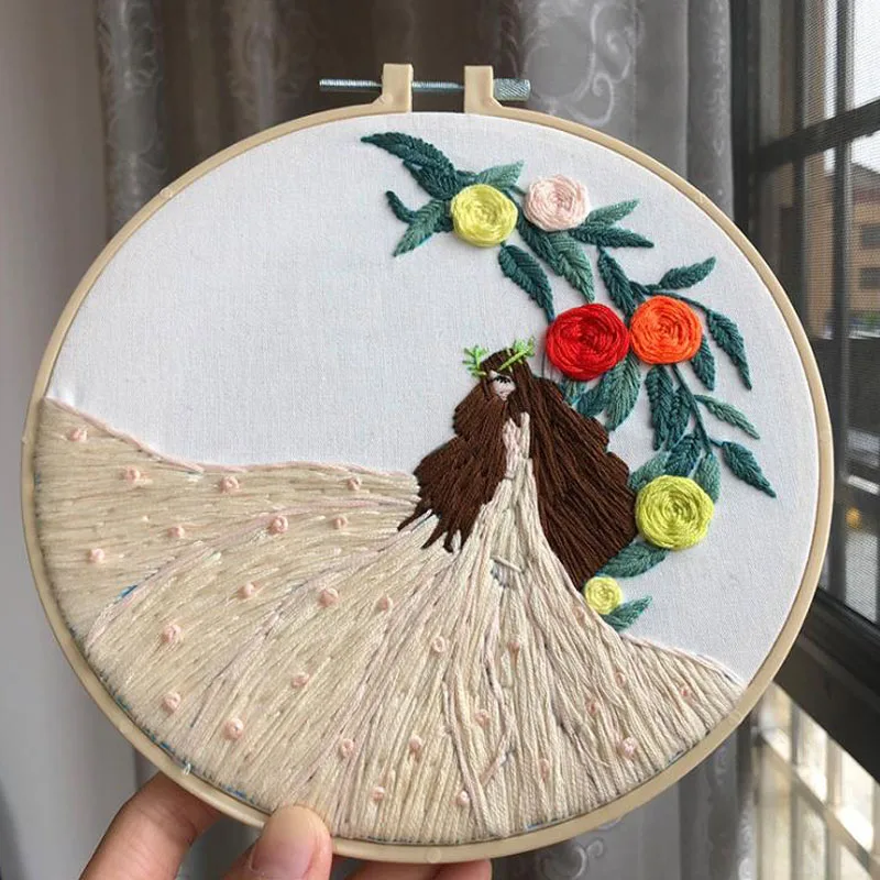 DIY ленточный Набор для вышивания цветов с обручем начинающих набор рукоделия