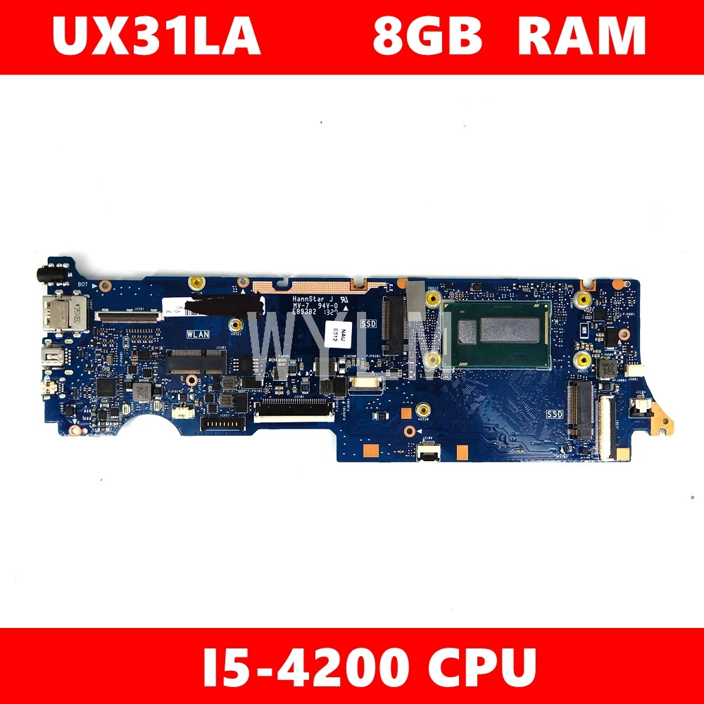 

UX31LA With I5-4200CPU 8GB RAM Mainboard REV 2.0/2.1For ASUS UX31 UX31L UX31LA Laptop Motherboard Tested Well Free Shipping