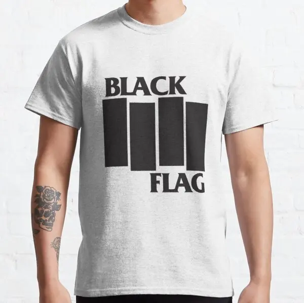 

Футболка мужская с коротким рукавом и круглым вырезом, модная уютная дышащая рубашка с забавным принтом, топ с черным флагом группы, на лето