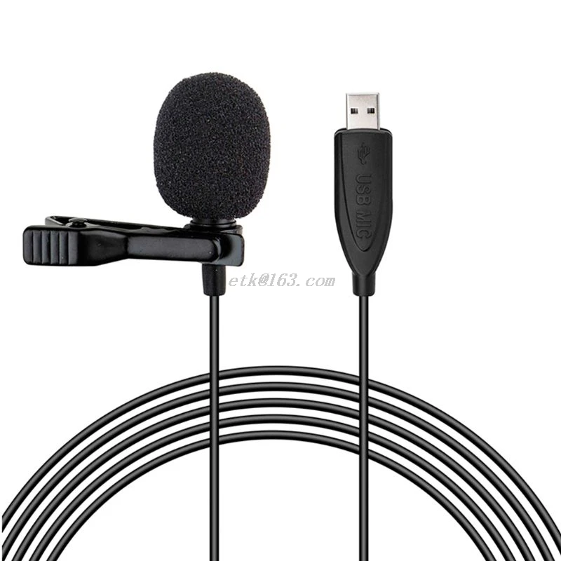 

Micrófono USB Lavalier con Clip en el cuello micrófono de solapa condensador para PC ordenador de escritorio teléfonos inteligen