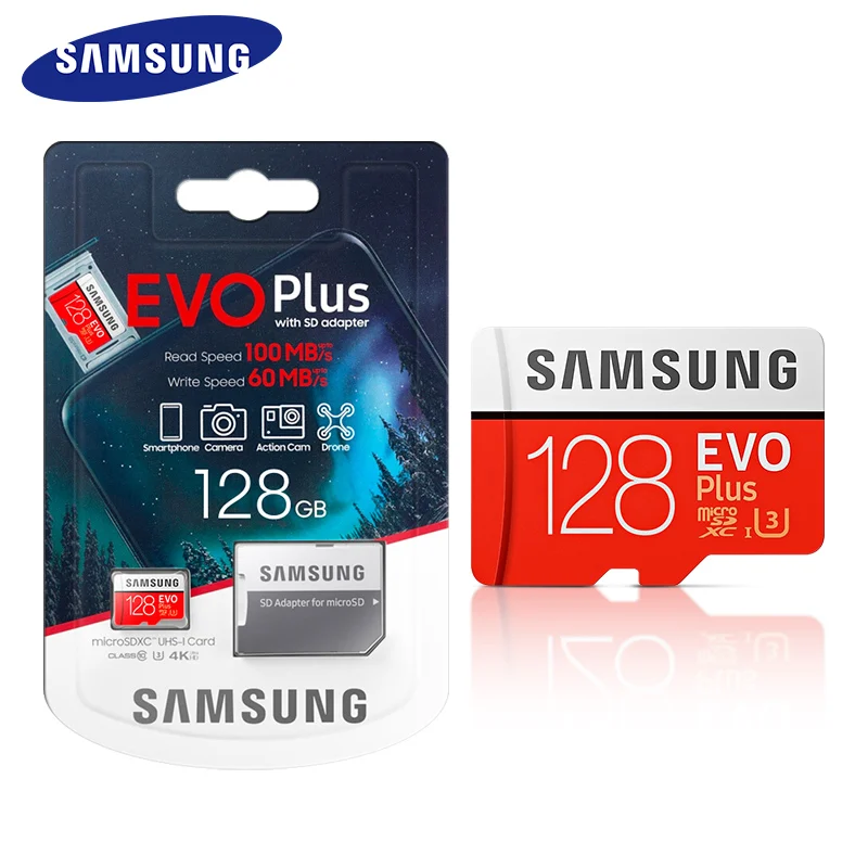 

SAMSUNG EVO PLUS Memory Card 256GB High Speed 100 MB/S Micro SD Class 10 U3 TF Cards UHS-I 128G 64GB 32GB Micro SD Card