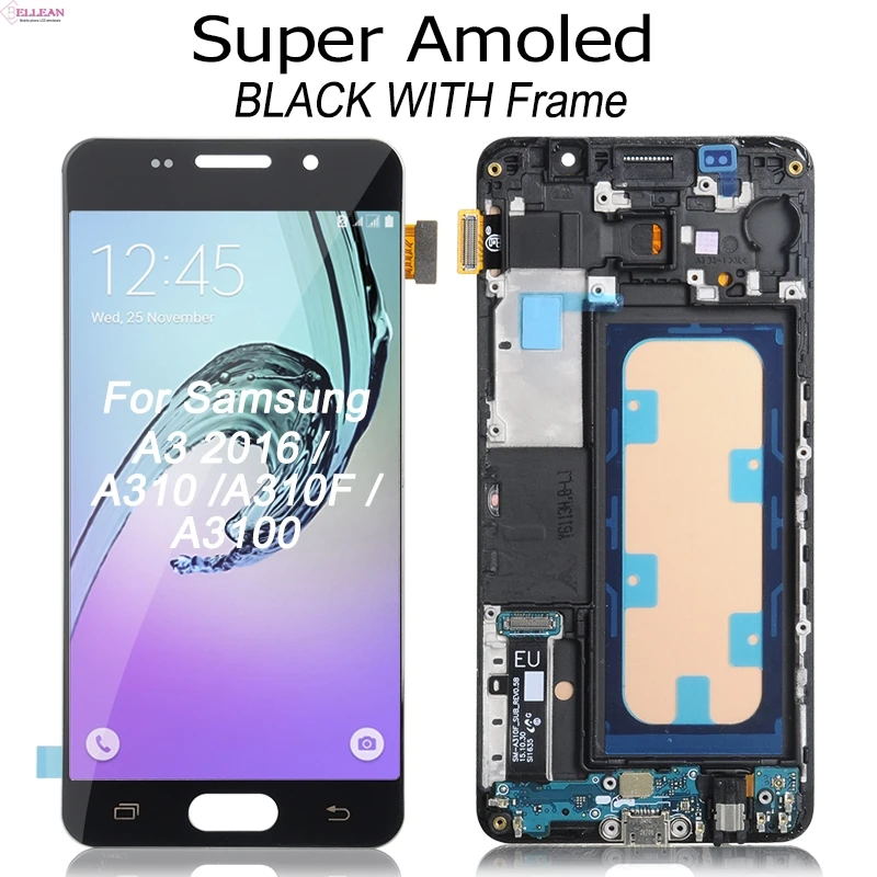 HH Amoled A310 дисплей для samsung Galaxy A3 Lcd кодирующий преобразователь сенсорного экрана в сборе A310F дисплей с рамкой - Цвет: Amoled BL With Frame