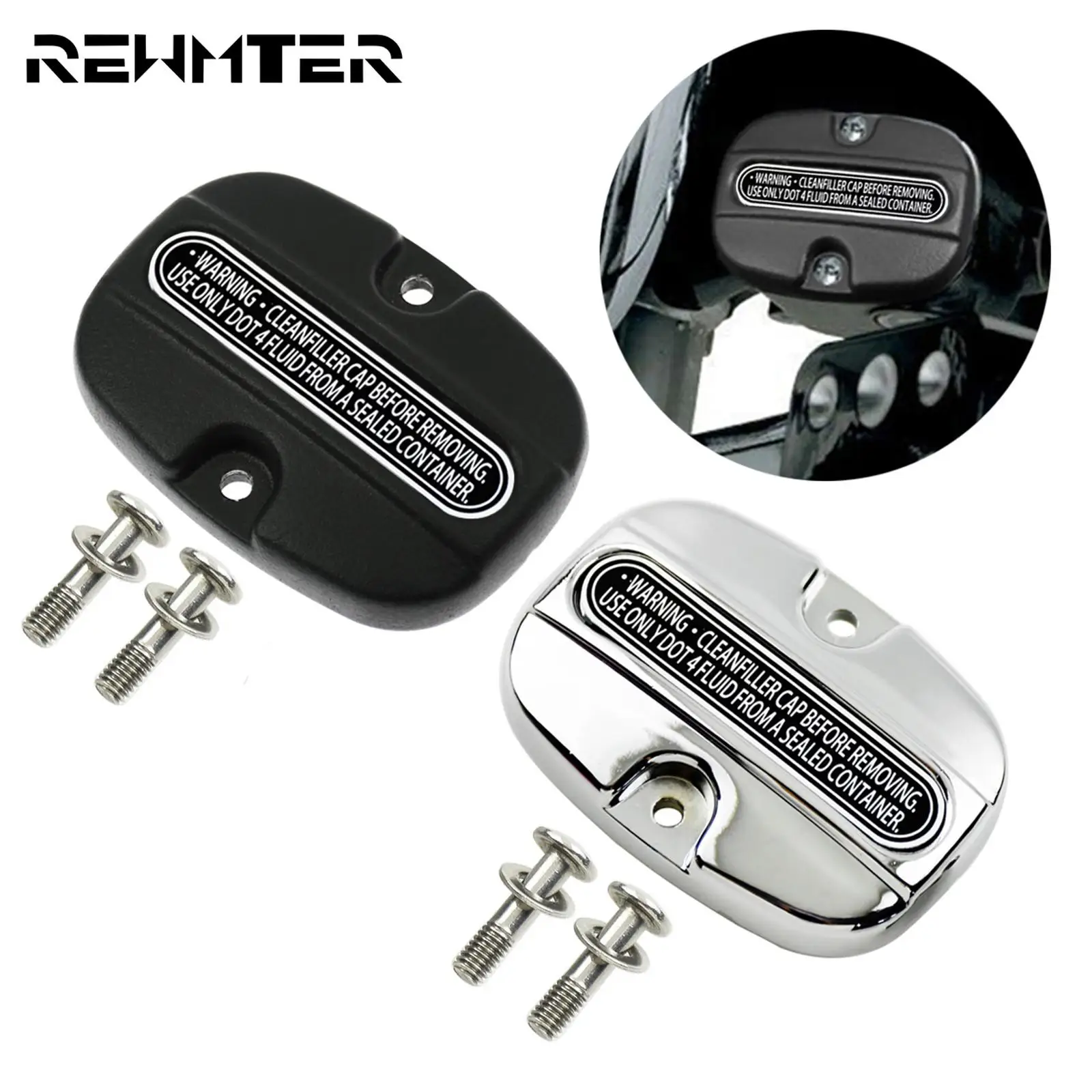 

Motorcycle Black/Chrome Rear Brake Master Cylinder Cover For Harley Touring 2008-2018 Electra Street Glide CVO Road King FLHR