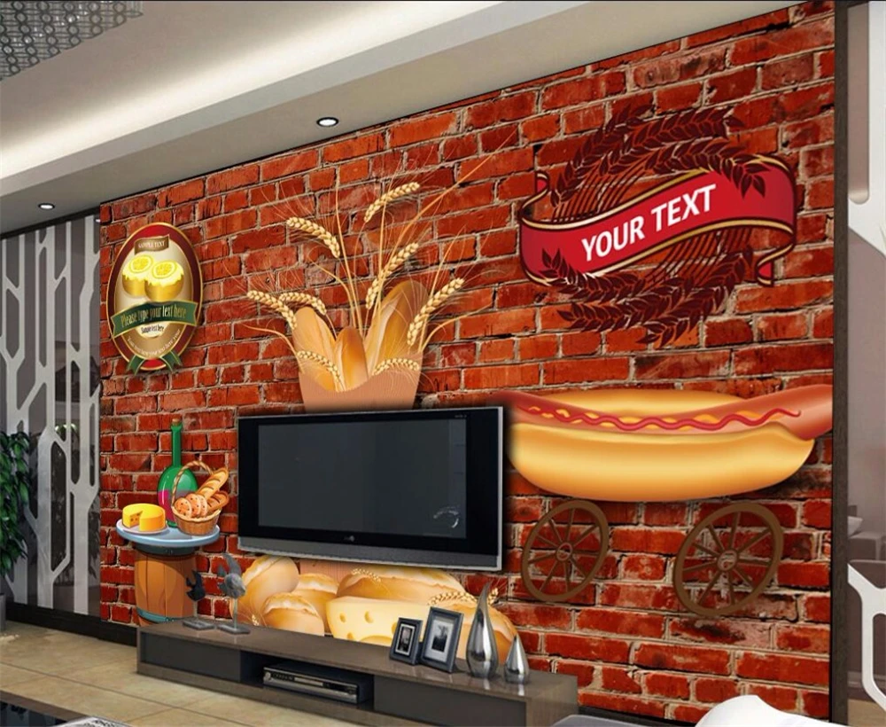 Большой заказ обои 3D кирпичная стена хлеб западный ресторан ручной работы HD