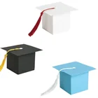 Черная, белая, синяя коробка с докторской шляпкой для конфет, коробки для подарков на выпускной, упаковочная коробка, украшение для празднования детского дня вечерние