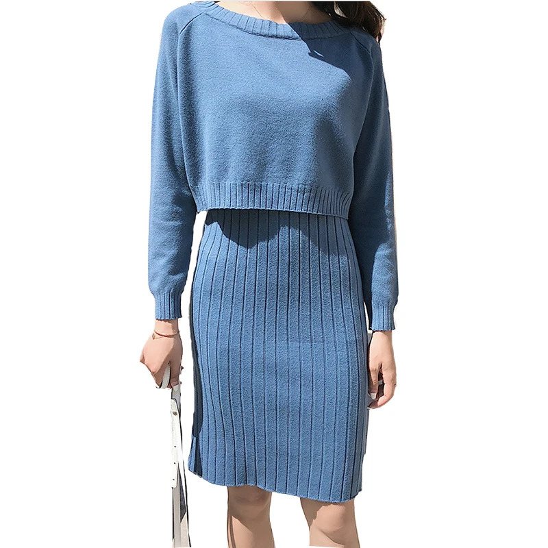 2019 осенне зимнее женское платье свитер с длинным рукавом модные вязаные платья