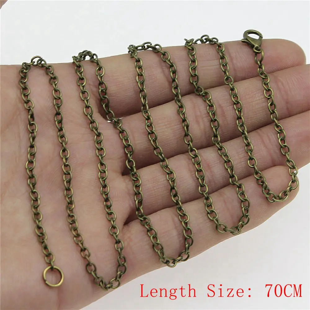 Цепочка-ожерелье с застежкой-карабином круглый стеклянный кабошон 40 мм